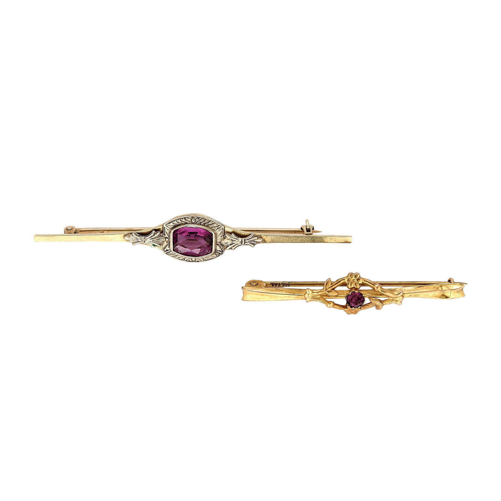 Two gem set bar brooches, (1 of 2)