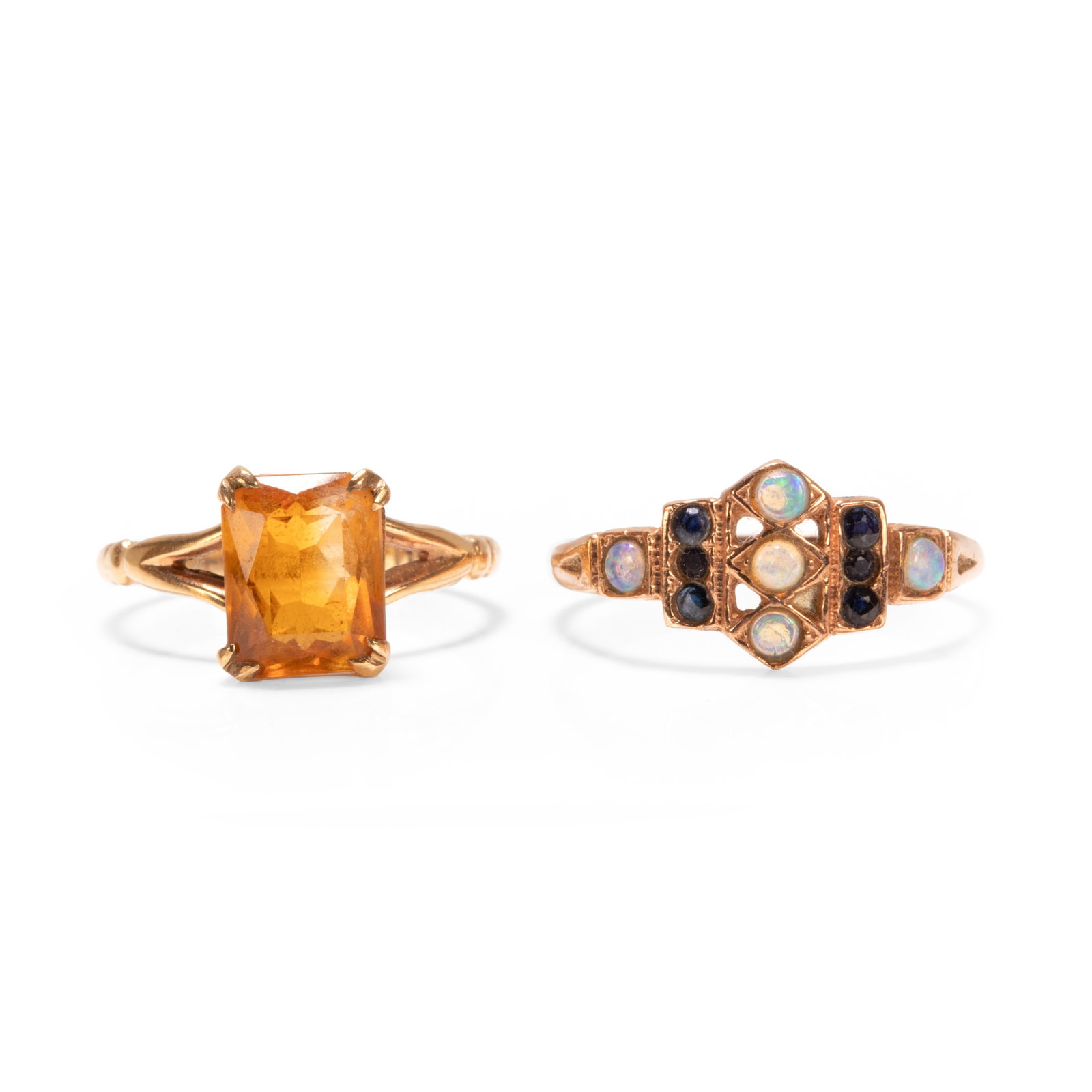Two 9ct gold gemstone set rings, (1 of 2)