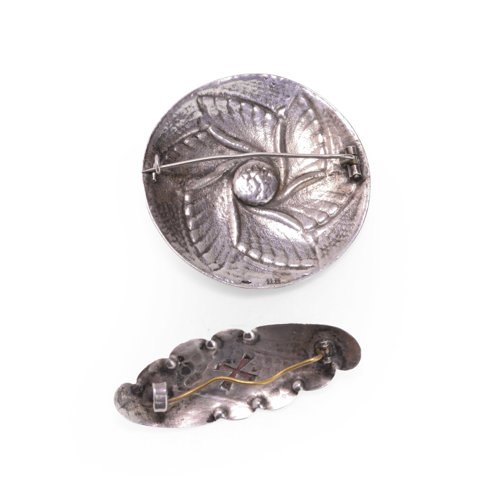 Two silver brooches, - 2