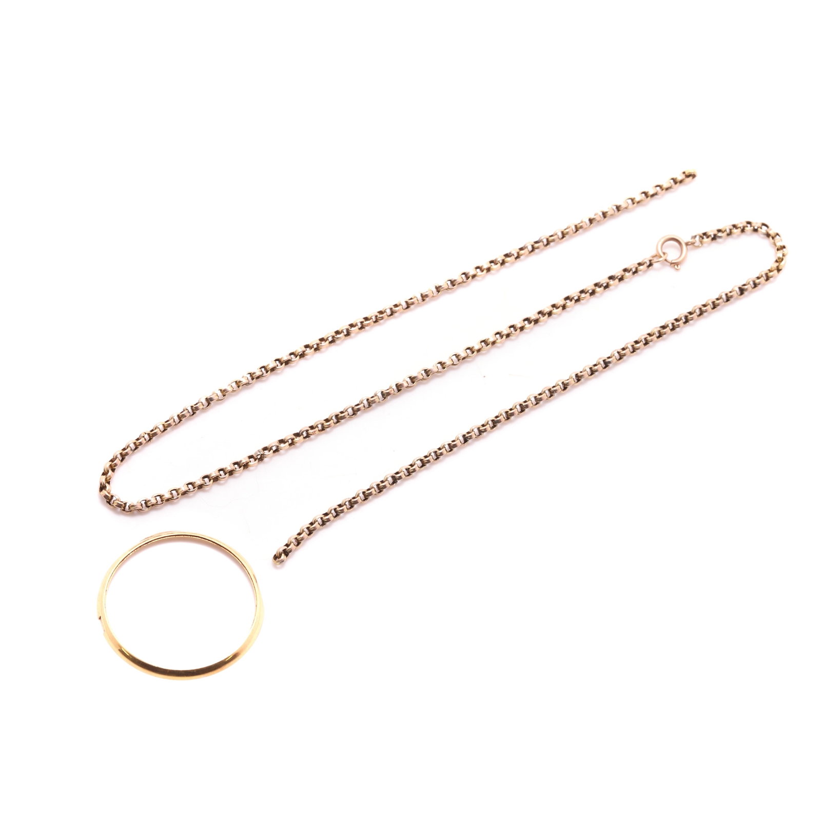 A broken belcher chain and a watch bezel, (1 of 1)