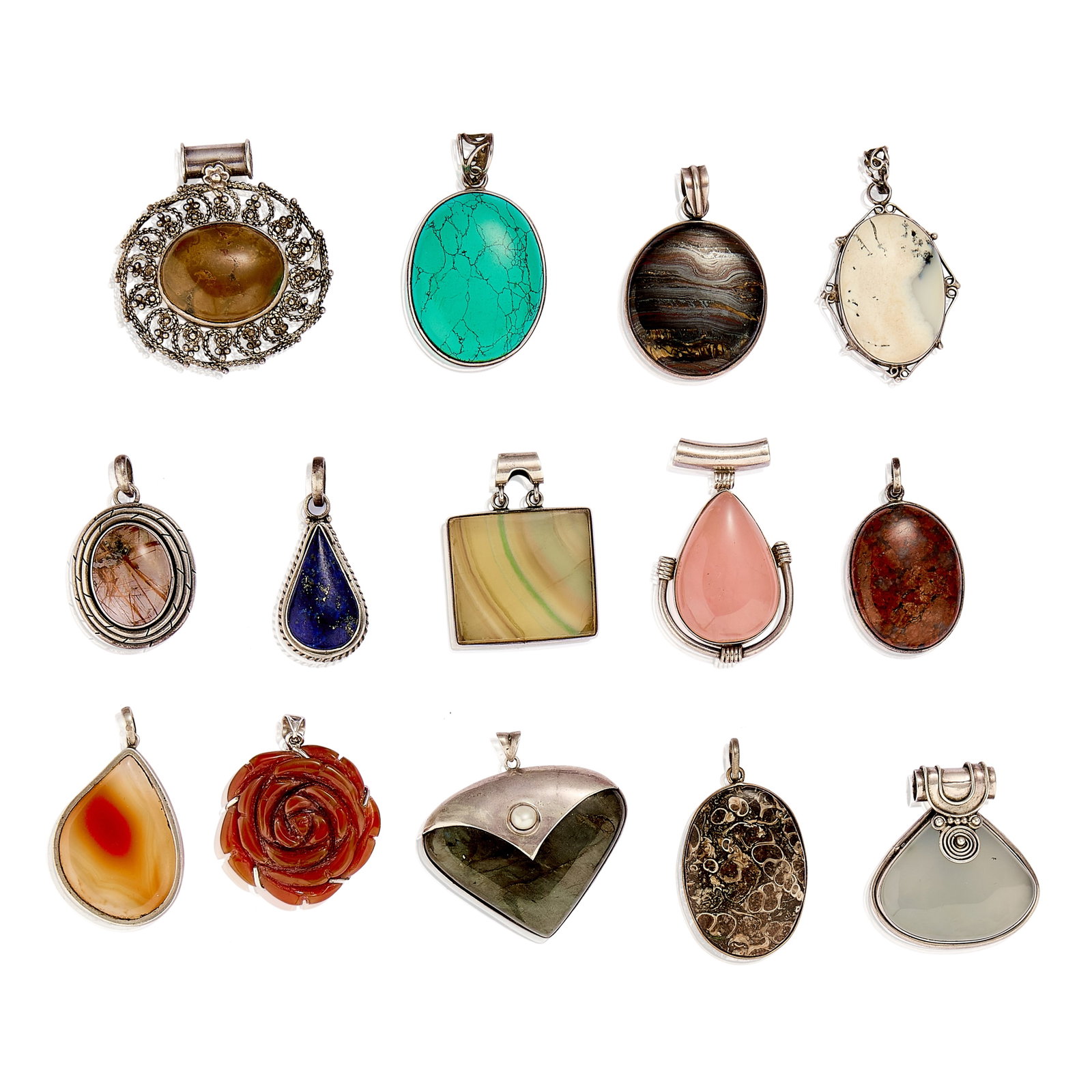 A collection of hardstone pendants, (1 of 1)