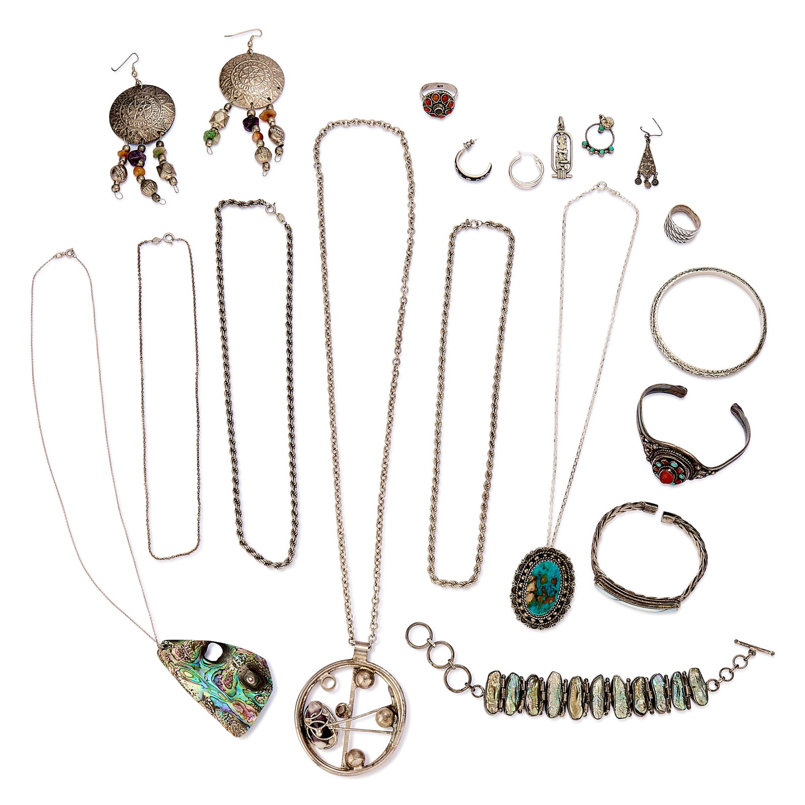 A collection of assorted silver jewellery, (1 of 1)