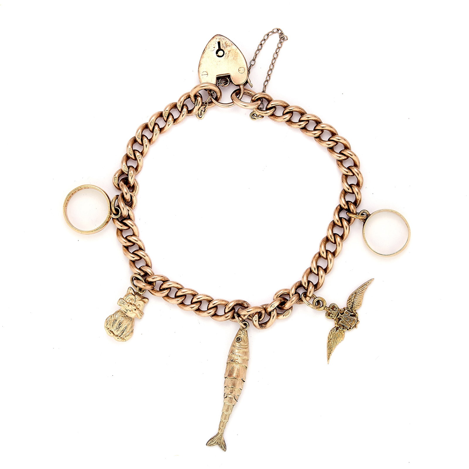 A 9ct rose gold charm bracelet, (1 of 1)