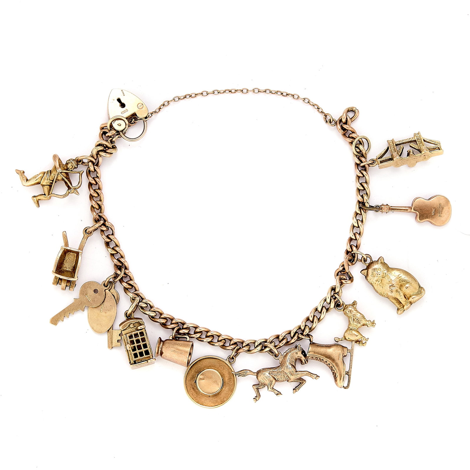 A 9ct gold charm bracelet, (1 of 1)