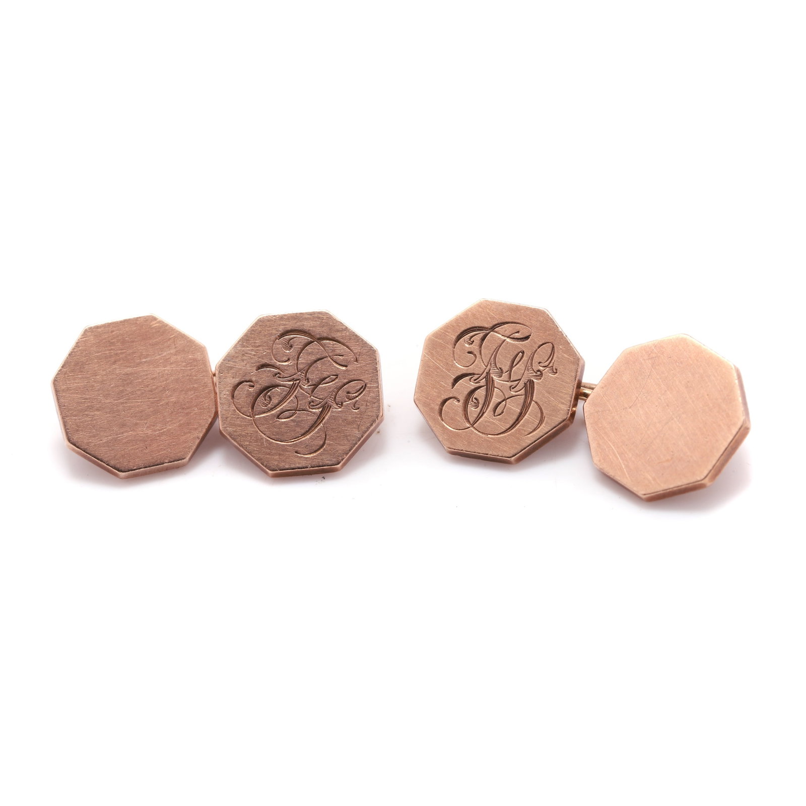 A pair of octagonal cufflinks, (1 of 2)