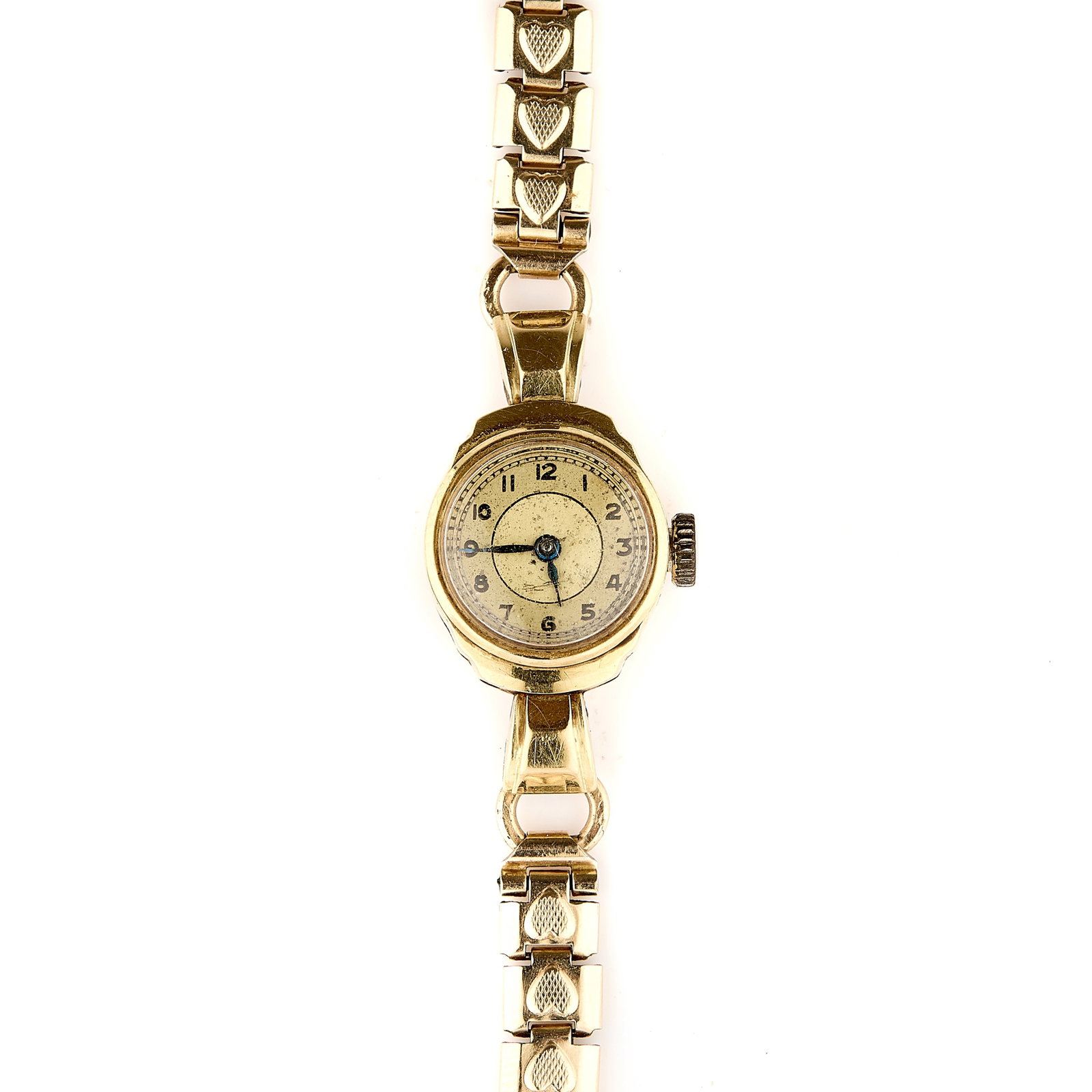 A Continental gold ladies' mechanical bracelet watch,: A Continental gold ladies' mechanical bracelet watch, case 18K 0.750, Swiss assay mark, with a 15 jewel manual wind movement, to a rolled gold link bracelet (Gross weight 13.8g) Condition Report: Wind