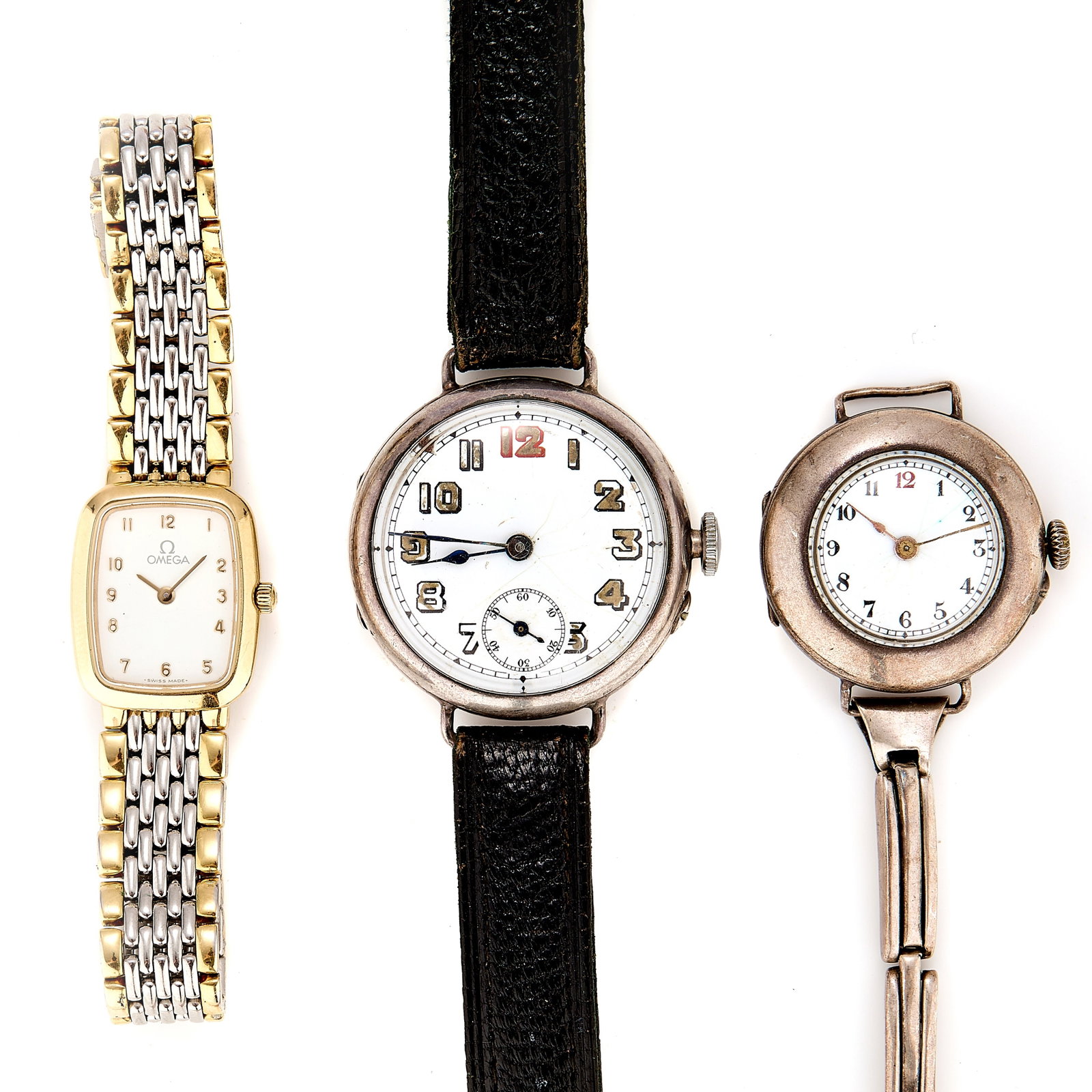 A ladies' bi-metal Omega De Ville wristwatch and two silver mechanical watches, (1 of 1)