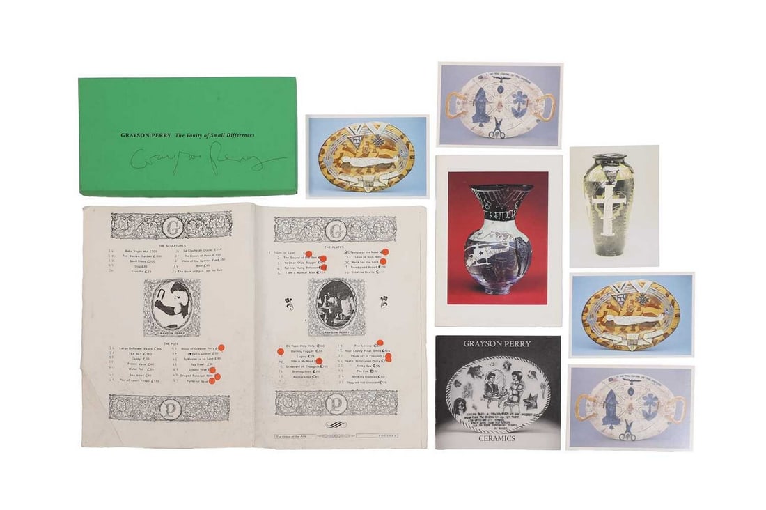Sir Grayson Perry RA (British, b.1960) A price list and two private view invitations for the: Sir Grayson Perry RA (British, b.1960) A price list and two private view invitations for the artist's debut solo exhibition 'Grayson Perry: Ceramics and Sculpture' held at James Birch Fine Art, King's