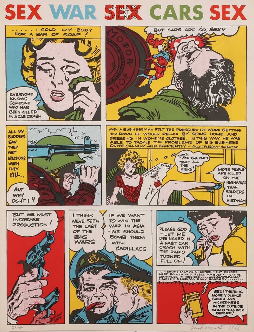 ▲ Derek Boshier (British, 1937-2024) 'Sex War Sex Cars Sex' (Cleanliness is Next to Godliness) (1 of 2)