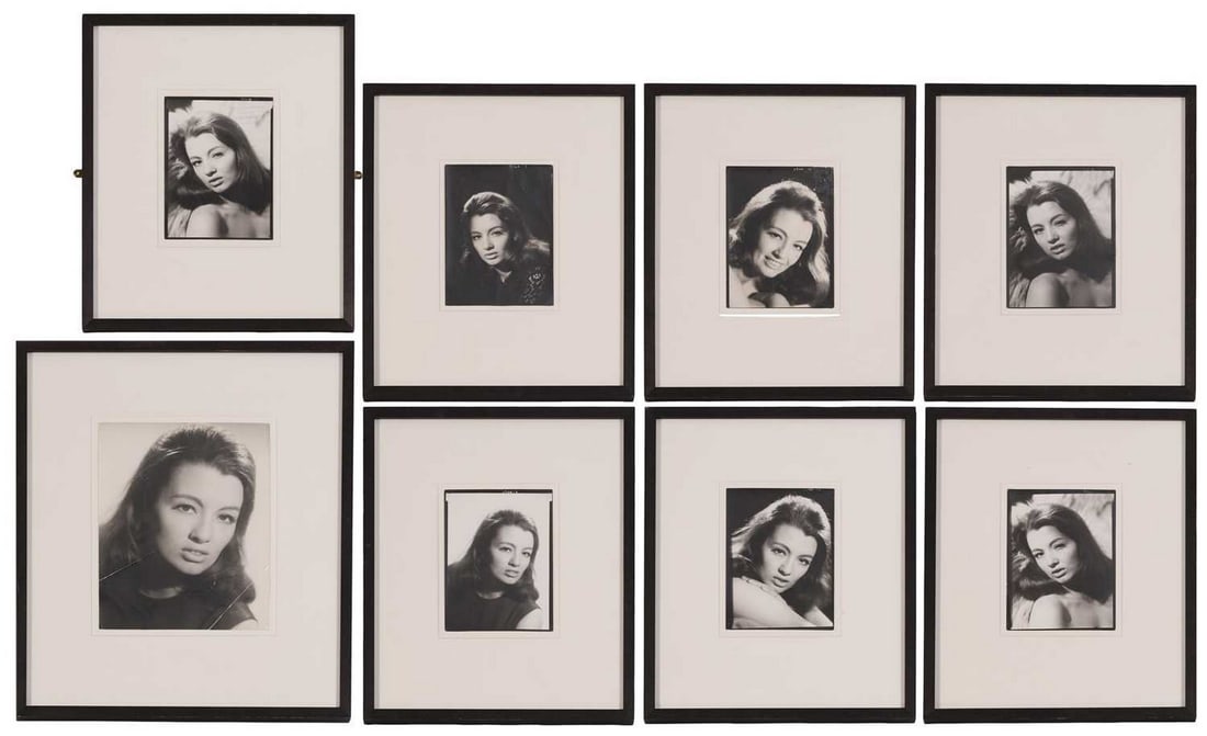 Edgar Brind (British, 20th century) A group of eight Christine Keeler portrait photographs, 1965: Edgar Brind (British, 20th century) A group of eight Christine Keeler portrait photographs, 1965 gelatin silver prints, each with 'Collection of Christine Keeler' stamp to the reverse of the frame; to