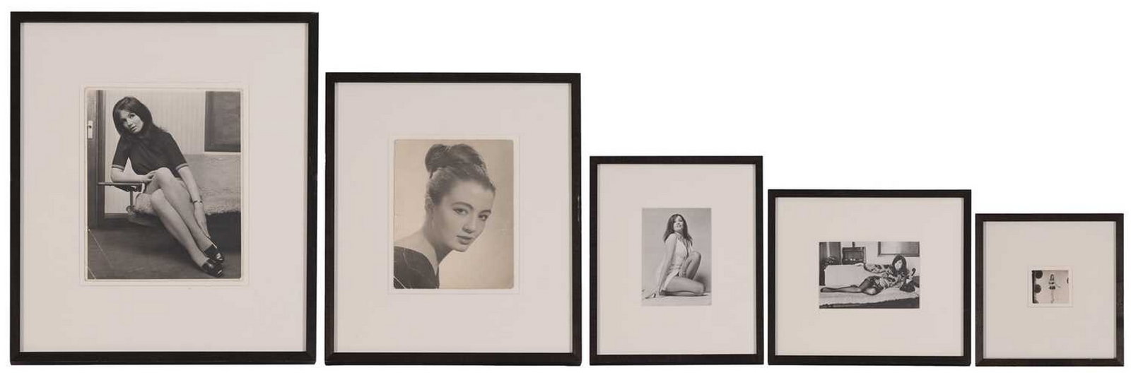 Various photographers A group of five photographs of Christine Keeler, including a glamour shot in a: Various photographers A group of five photographs of Christine Keeler, including a glamour shot in a bikini, circa 1958, by Marc Henrie gelatin silver prints, each with 'Collection of Christine Keeler