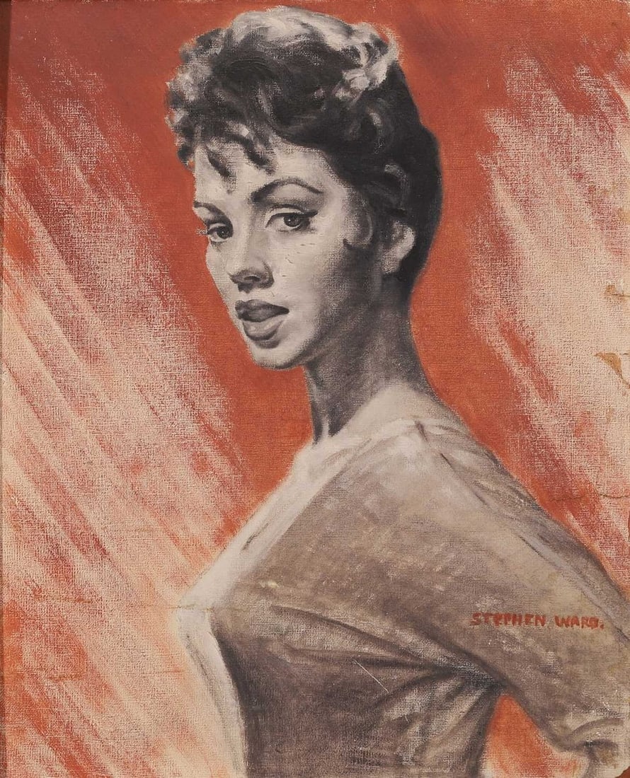 ▲ Stephen Ward (British, 1912-1963) Portrait of the model and actress Sue Lloyd: ▲ Stephen Ward (British, 1912-1963) Portrait of the model and actress Sue Lloyd signed 'STEPHEN WARD' l.r., oil on canvas laid on board (51 x 41cm; framed 62.5 x 52.5cm) Provenance: Purchased fr