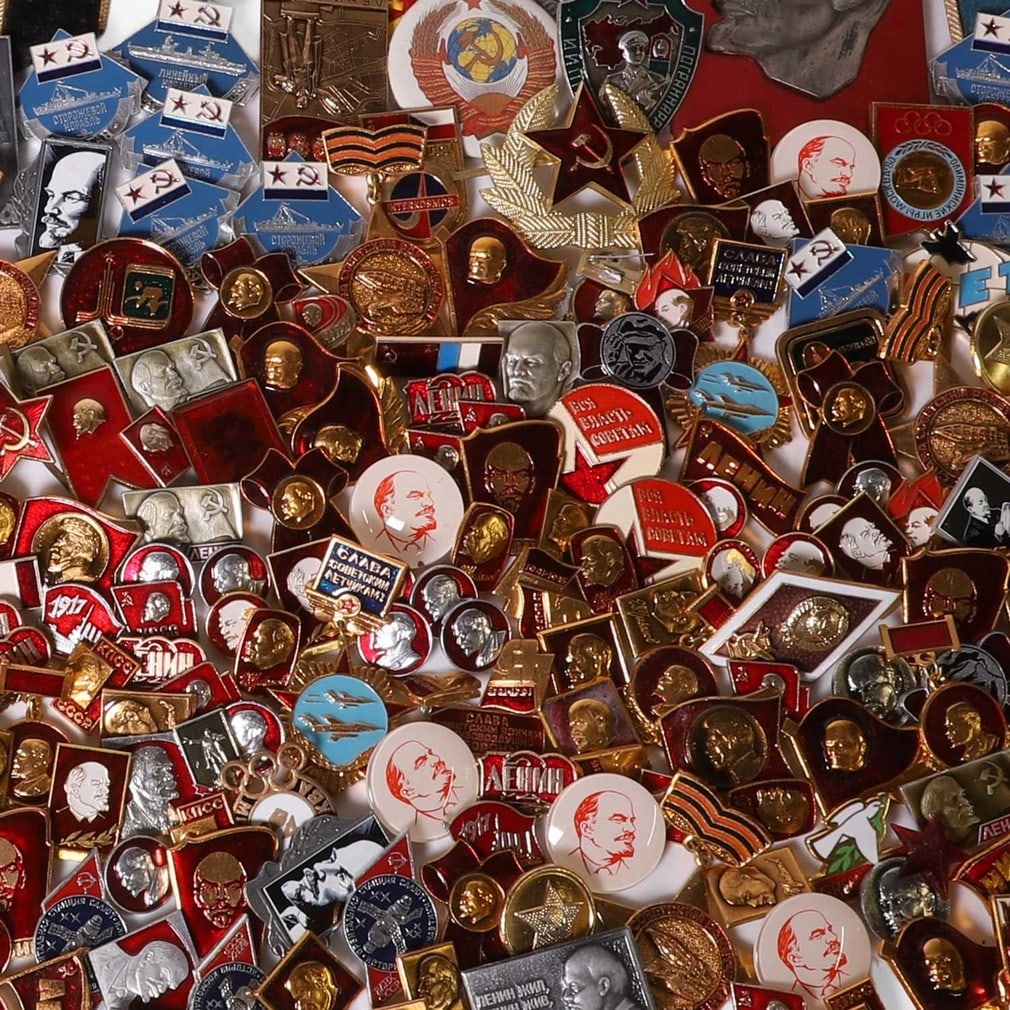 A large collection of Russian badges,: A large collection of Russian badges, the majority with enamel details, 1960s and later (various sizes) (qty.) Condition Report: Please contact the department.