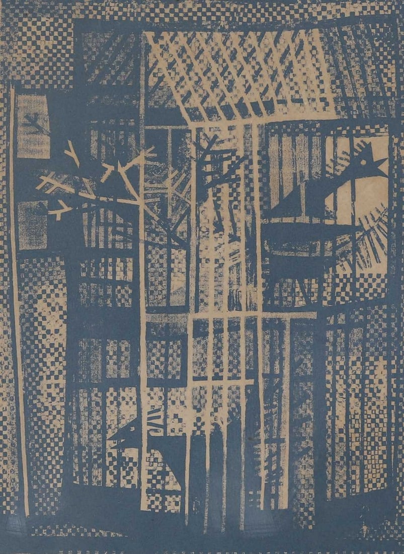▲ Denis Wirth-Miller (British, 1915-2010) 'Bird Cage': ▲ Denis Wirth-Miller (British, 1915-2010) 'Bird Cage' lithograph in colour, signed and dated 'Sept 48' in the plate (image 43 x 31cm; framed 59 x 48cm) Footnote: Denis-Wirth Miller was a close a