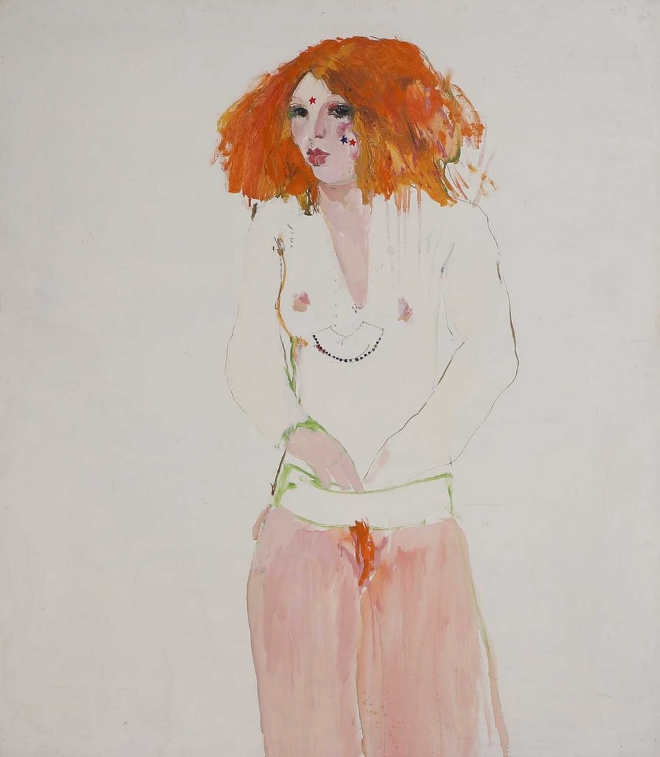 ▲ David Remfry RA (British, b.1942) 'Girl with Marmalade Hair': ▲ David Remfry RA (British, b.1942) 'Girl with Marmalade Hair' signed 'David Remfry' (beneath hand), mixed media on board (105 x 92cm; framed 108 x 95cm) Footnote: 'David Remfry is a friend of m