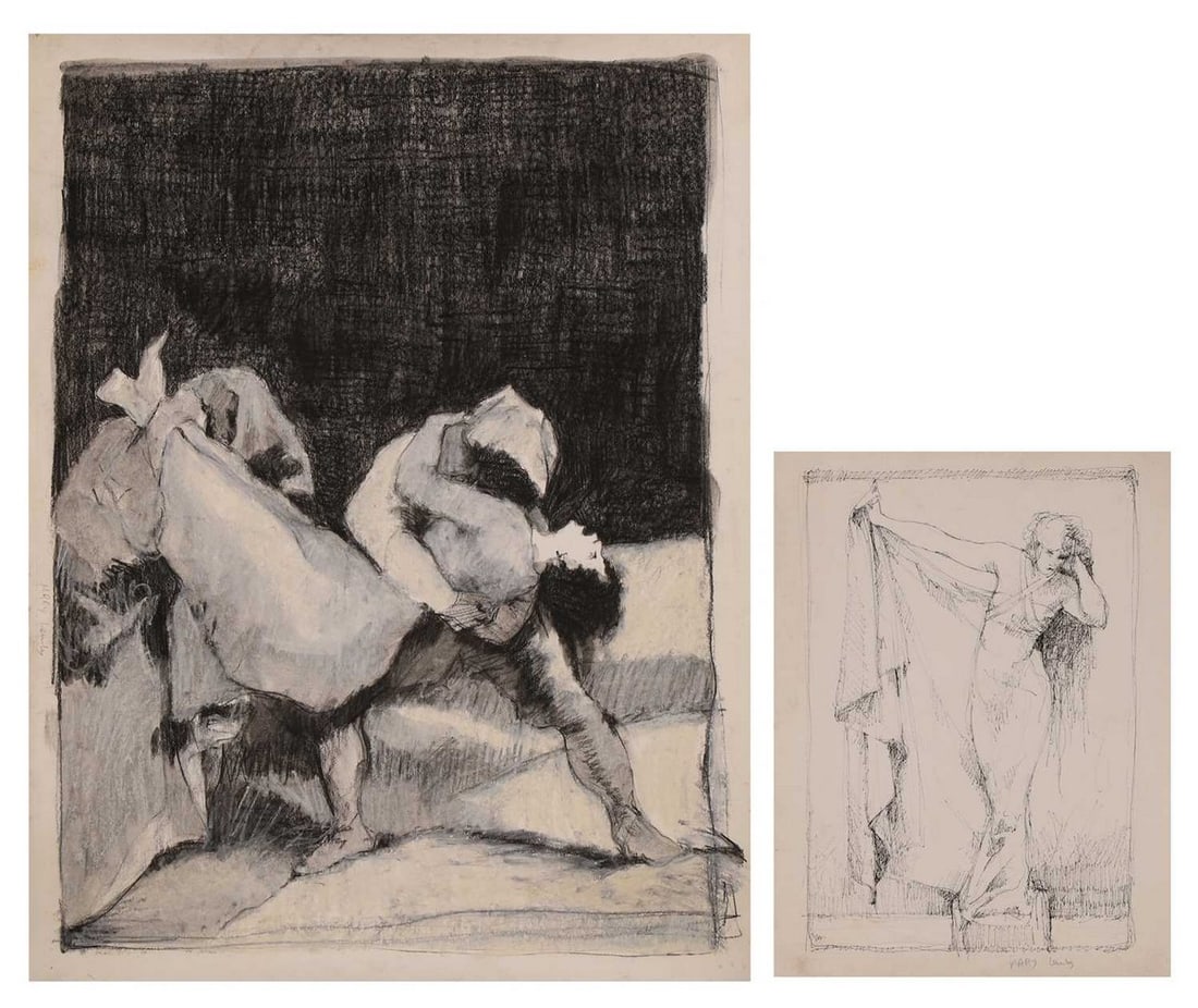 Mary Lemley (American, b.1955) A group of seven portrait and figure studies: Mary Lemley (American, b.1955) A group of seven portrait and figure studies the majority signed 'Mary Lemley', pencil, pen and ink, and black and white chalks (largest 76 x 57cm; unframed) (7) Conditi