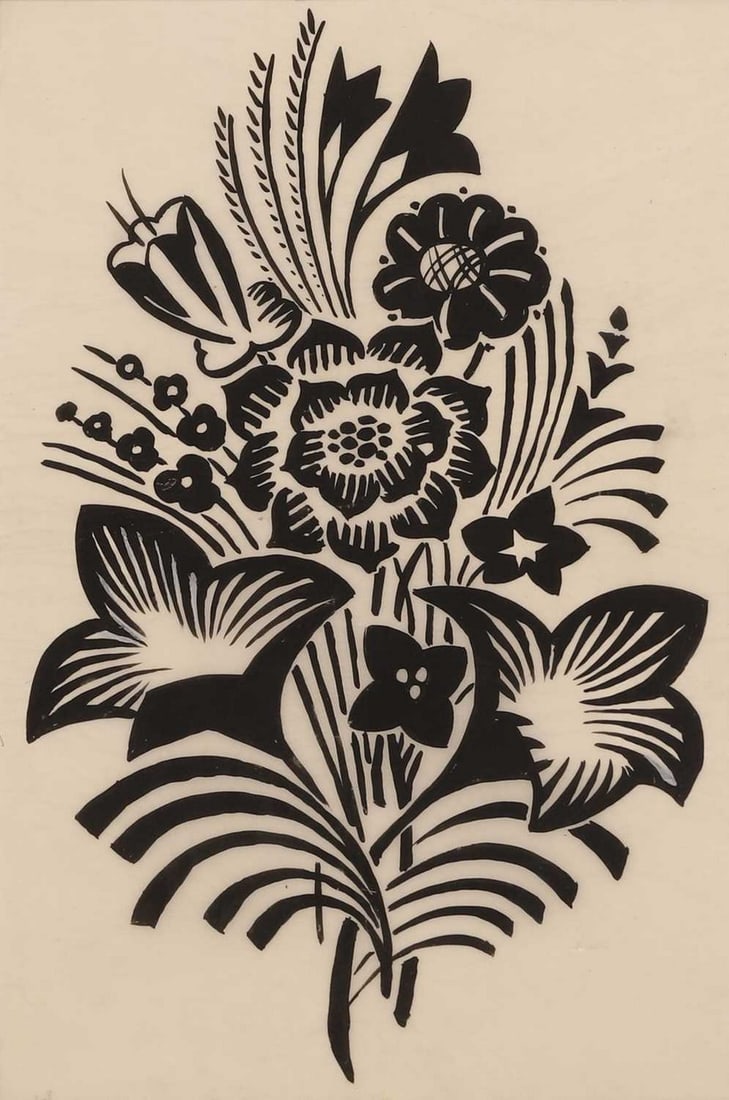 Raoul Dufy (French, 1887-1953) A floral motif: Raoul Dufy (French, 1887-1953) A floral motif indistinctly inscribed l.l., ink (46.5 x 30.5cm; framed 76 x 59cm) Condition Report: Executed on thin paper which is rippled and creased throughout. There
