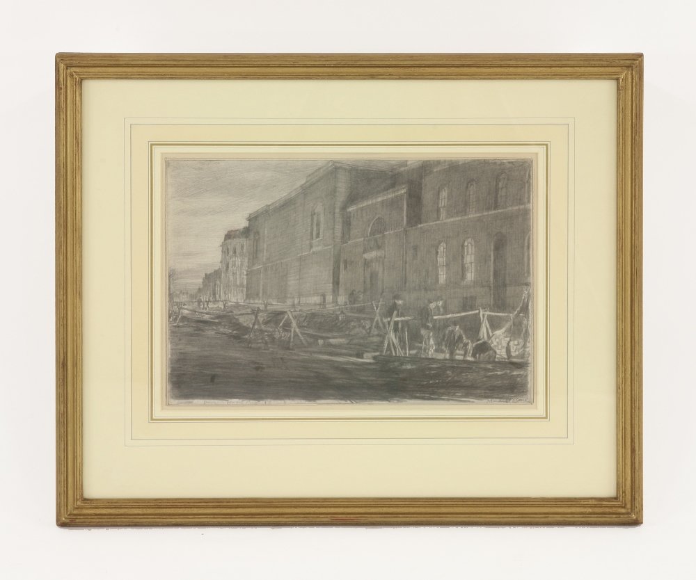 *Sir David Muirhead Bone (1876-1953), 'DAWN NEWGATE: *Sir David Muirhead Bone (1876-1953), 'DAWN NEWGATE PRISON' Signed l.r. and inscribed l.l., pencil 23 x 33cm *Artist's Resale Right may apply to this lot.