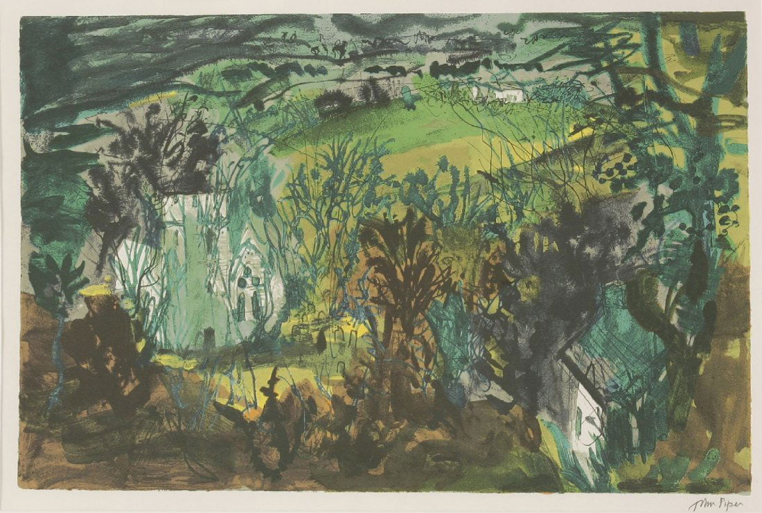 *John Piper CH (1903-1992) 'CLYDEY, PEMBROKESHIRE': *John Piper CH (1903-1992) 'CLYDEY, PEMBROKESHIRE' (Levinson 370) Screenprint, signed l.r. in pencil 38 x 56cm *Artist's Resale Right may apply to this lot.