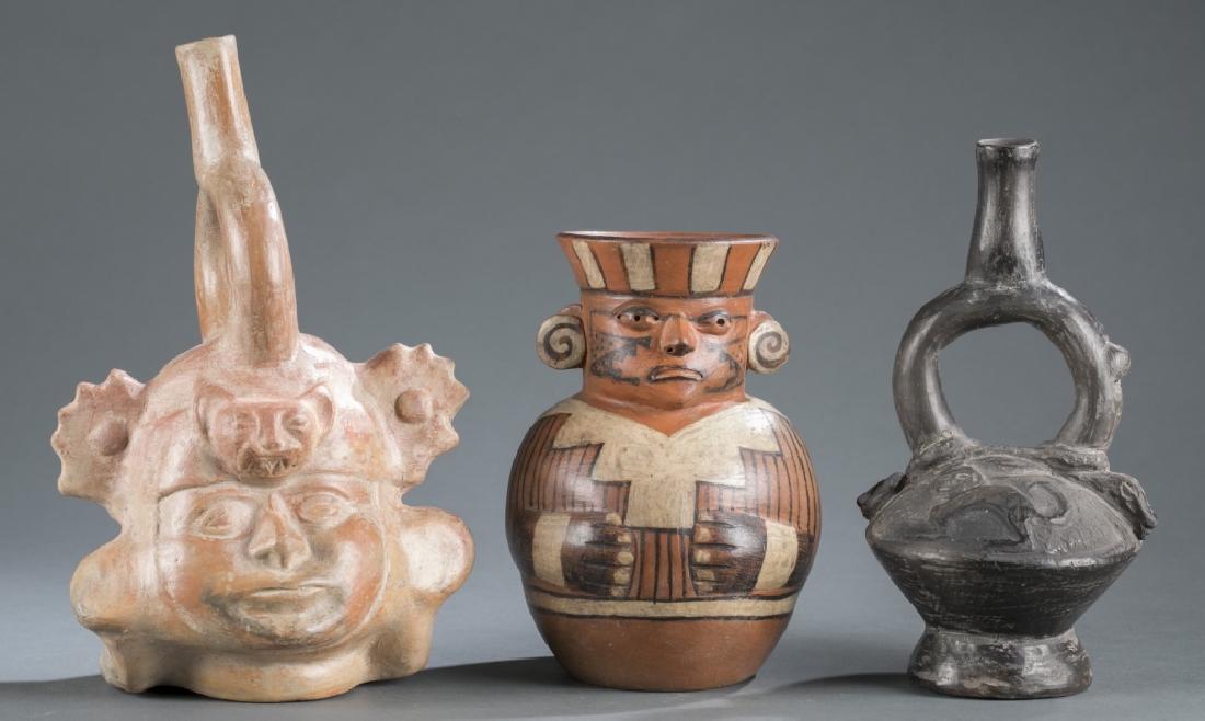 2 stirrup vessels & 1 moche figurative vessel. (1 of 8)