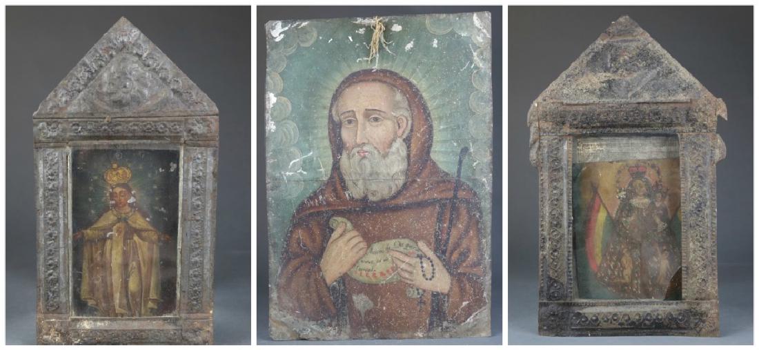 A group of 3 Mexican Retablos. (1 of 16)