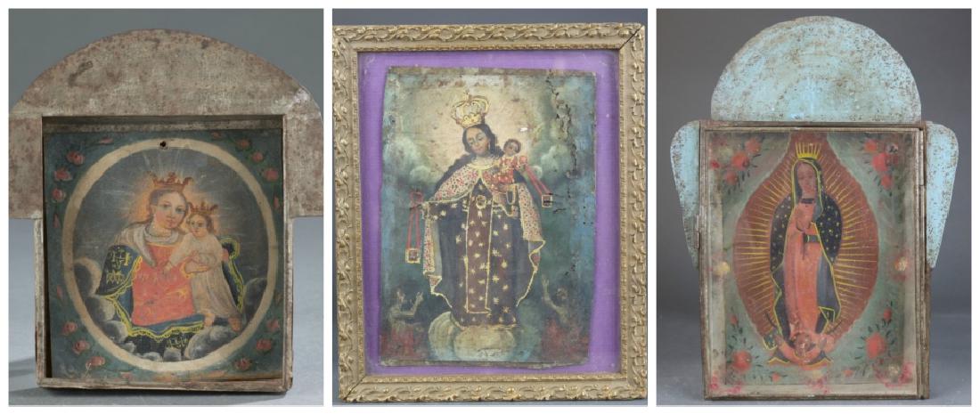 A group of 3 Mexican Retablos. (1 of 10)