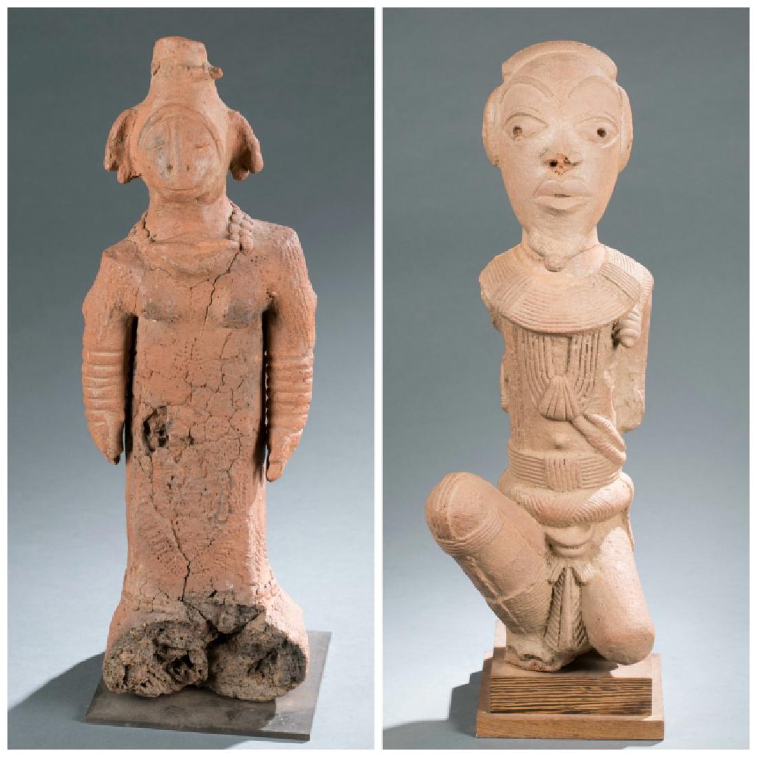 2 terracotta West African style figures. 20th cent (1 of 9)
