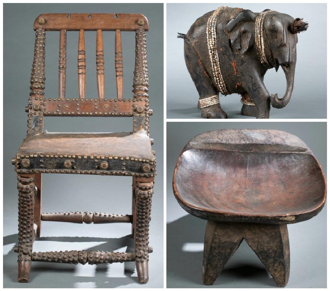 A West African stool, chair, & beaded elephant. (1 of 13)