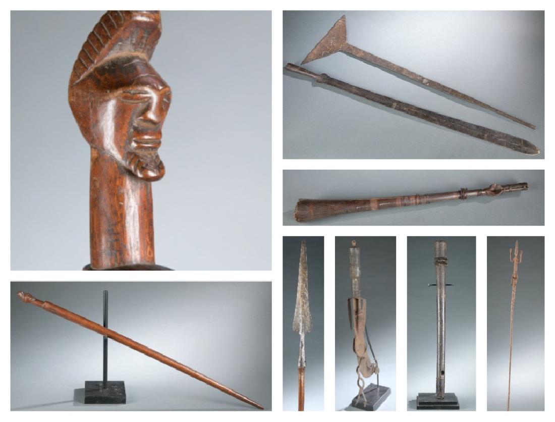 8 African objects including spears/sword/staff. (1 of 20)