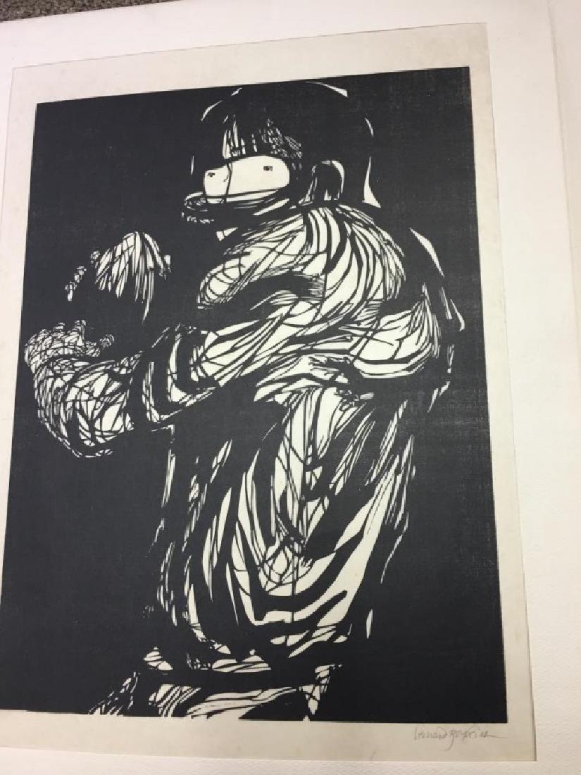 Leonard Baskin. Football. Woodblock. Pencil signed (1 of 4)