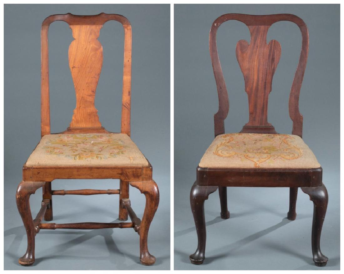 2 Transitional Queen Anne side chairs, 18th c. (1 of 9)