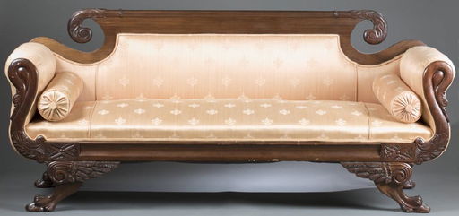 American Empire Sofa With Swan Carved Arms Legs Jun 03 2017 American Empire Sofa With Swan Carved