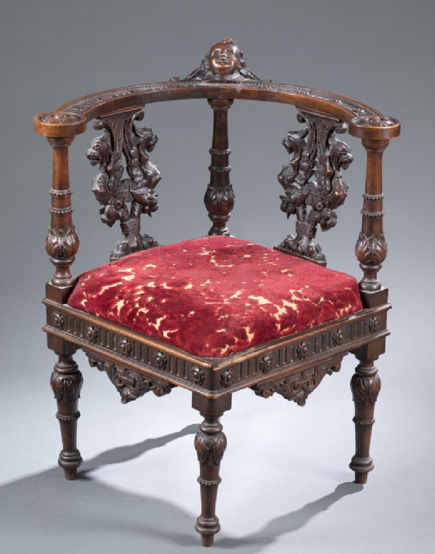 Valentino Besarel carved corner chair. 19th cen. (1 of 6)