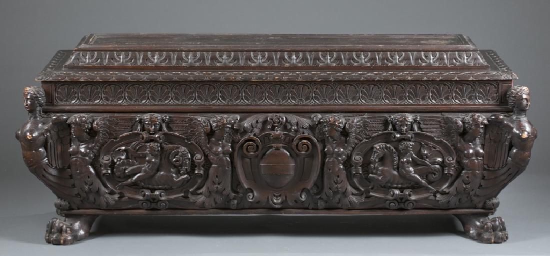 Heavily carved Italian cassone. 19th century. (1 of 7)