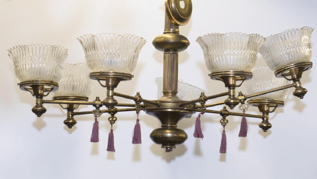 7 arm brass chandelier. Early 20th century. (1 of 1)