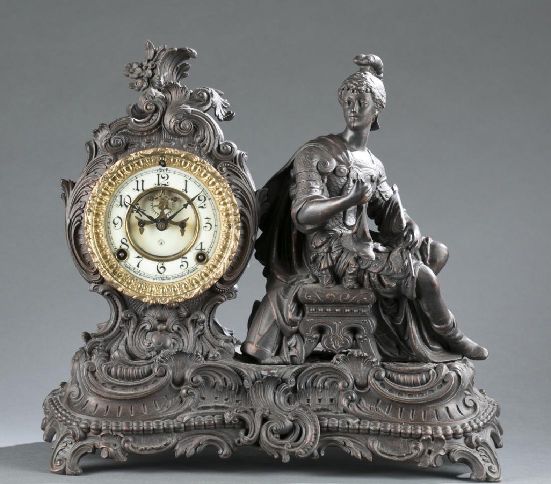 Ansonia Rococo clock w/ seated soldier. c.1900. (1 of 8)