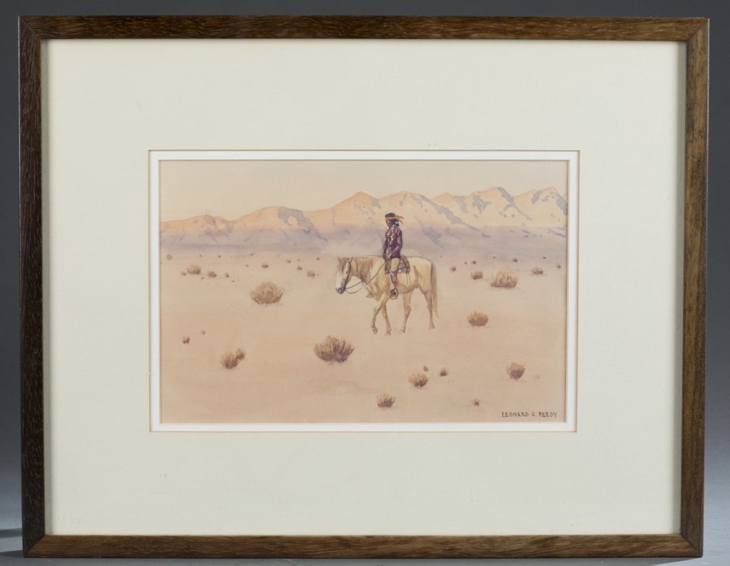 Leonard H. Reedy, Western scene, watercolor. (1 of 4)