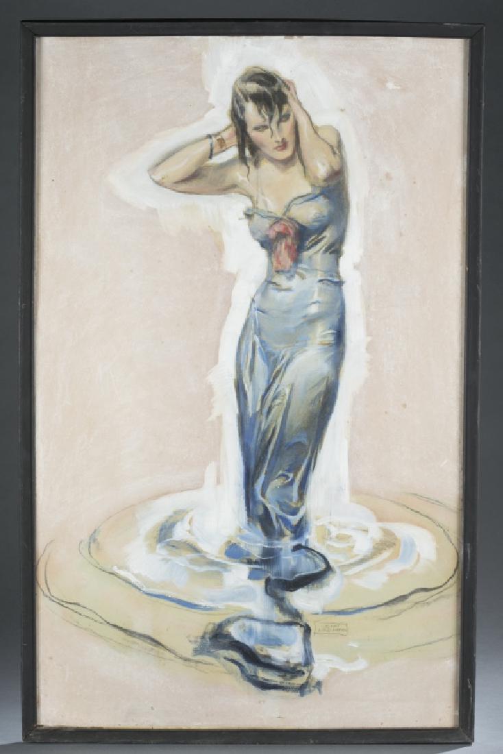 LaGatta, Drawing of woman in blue dress (1 of 4)