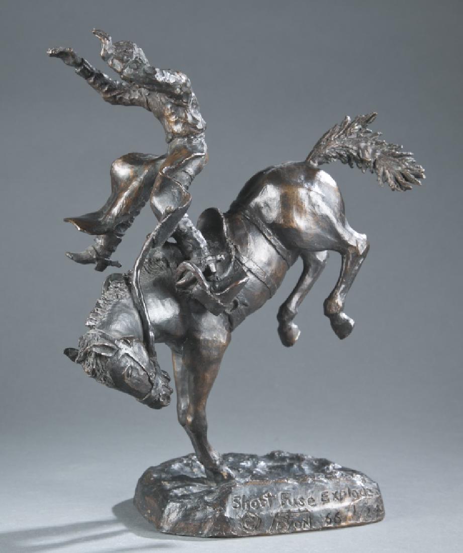 Frank O. Lyon (United States, b.1924) Bronze.: Frank O. Lyon (United States, b.1924). "Short Fuse Explode" bronze, c.1966. Impressed on bronze, "Short Fuse Explode, Copyright F.O. Lyon, 66, 1/24". 14 1/4"h x 7"w x 5"d.
