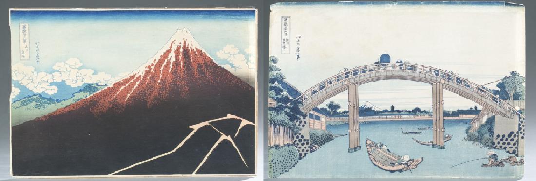 2 Japanese woodblock prints, after Hokusai. (1 of 9)