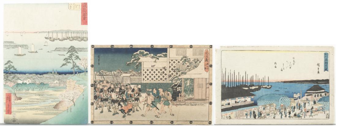 3 Japanese woodblock prints, Hiroshige Utagawa. (1 of 12)
