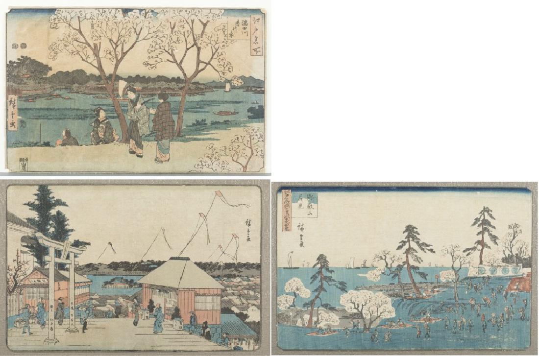 3 Japanese woodblock prints, Hiroshige Utagawa. (1 of 10)