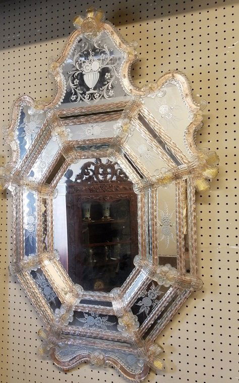 Venetian octagon glass mirror, c. 20th century. (1 of 1)