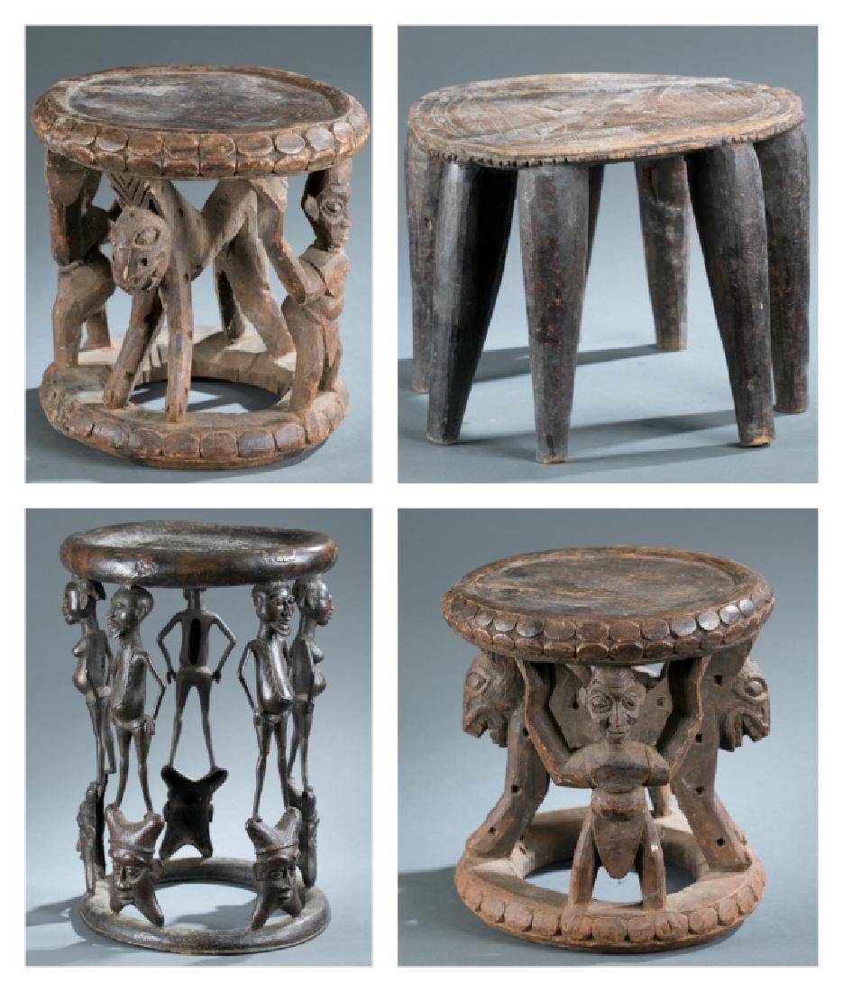 4 African style stools. 20th century. (1 of 13)