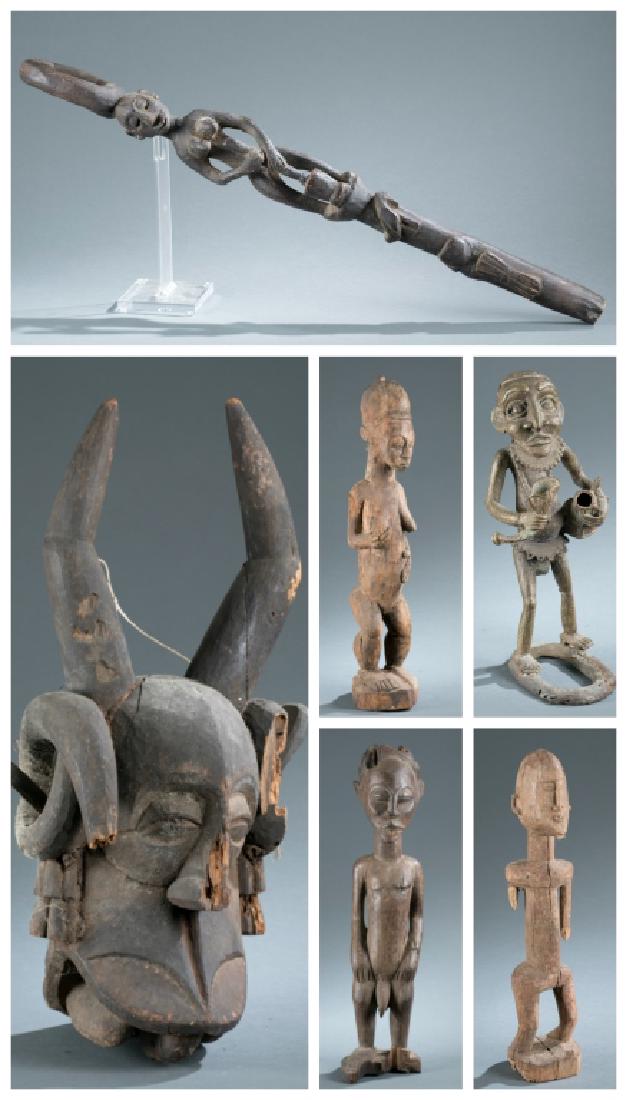 5 West African style objects, mask & figures. 20th (1 of 19)