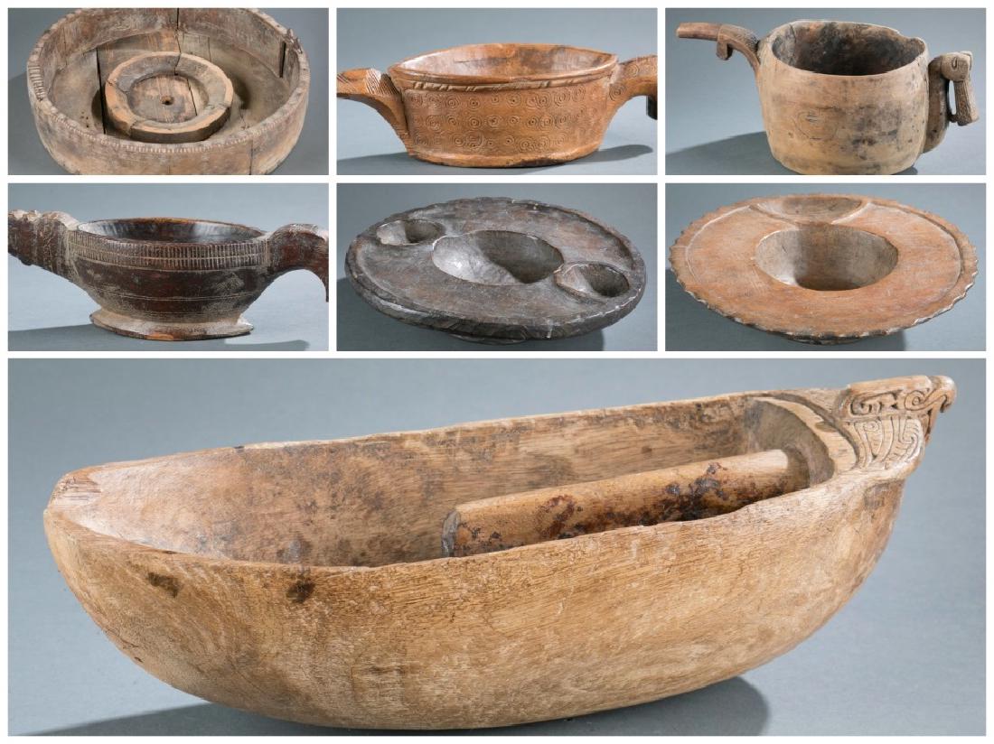 7 African wooden bowls / scoops. 20th century. (1 of 20)