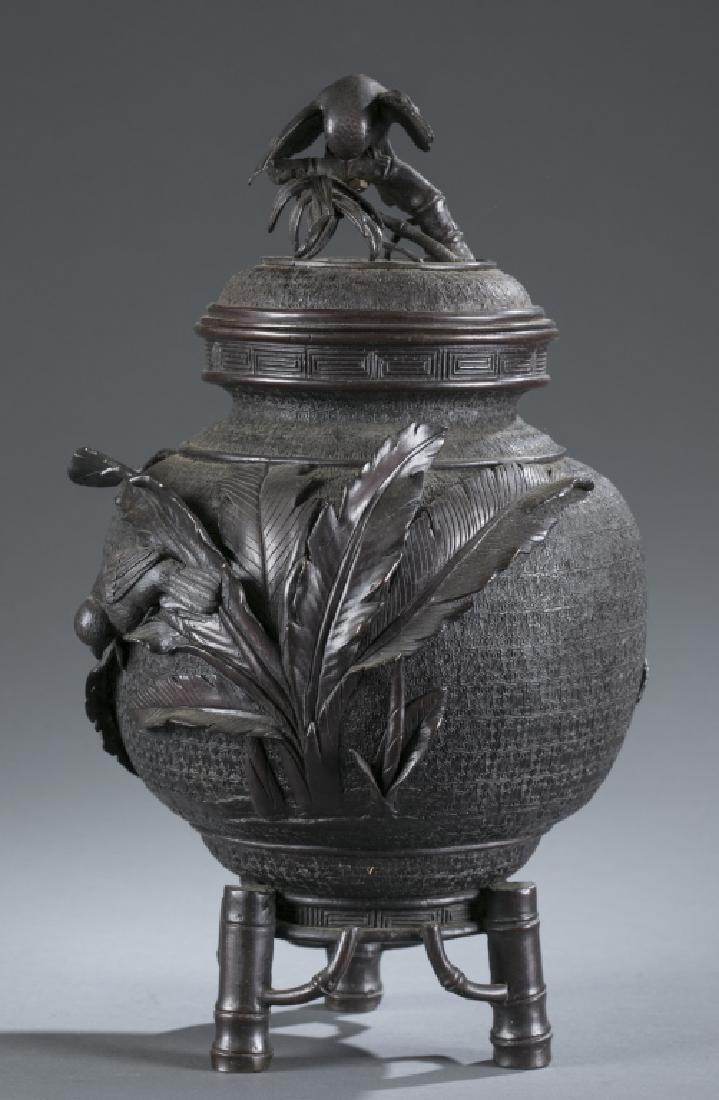 A Japanese bronze incense burner.