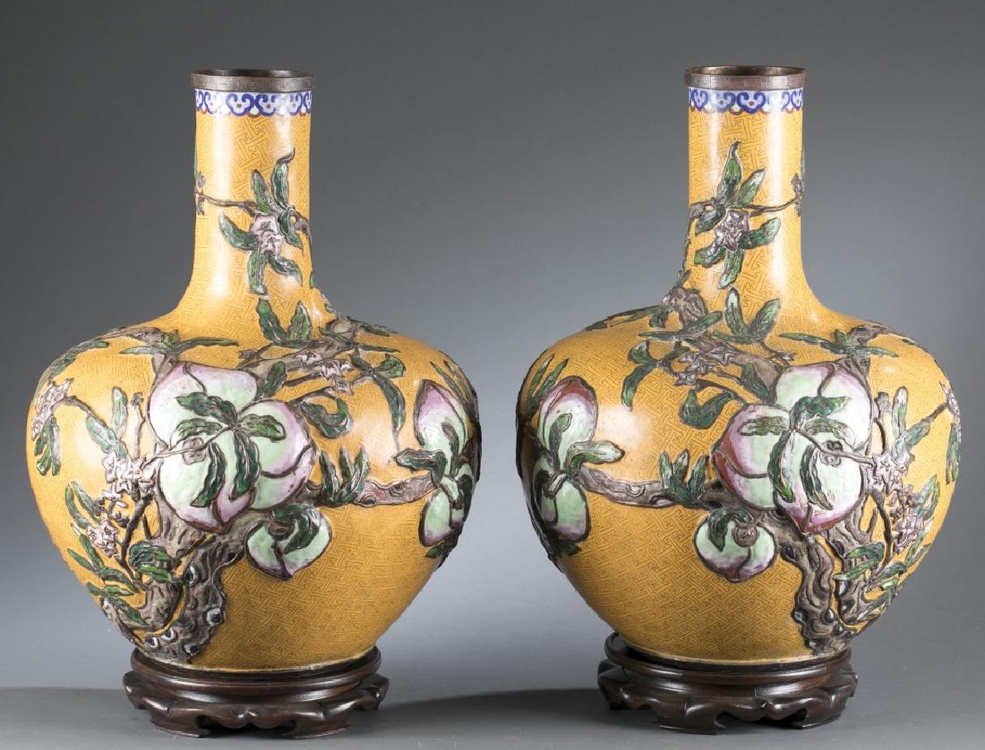 Pair of Chinese cloisonne globular vases. (1 of 9)