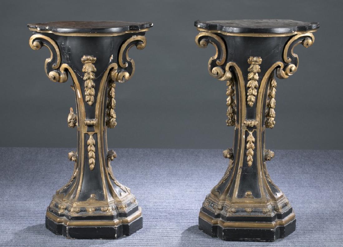 Pair of French Carved & Painted Pedestals, 19th c. (1 of 4)