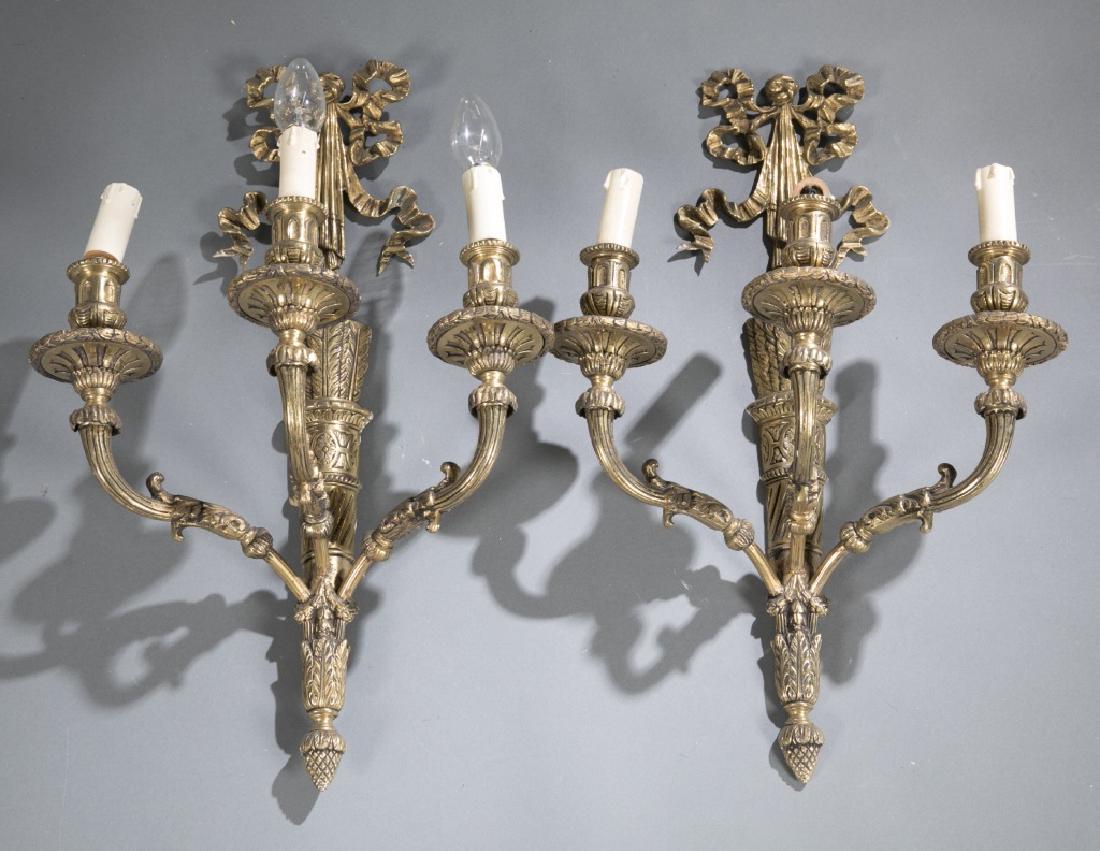 2 French Bronze Three-Light Wall Sconces. (1 of 3)